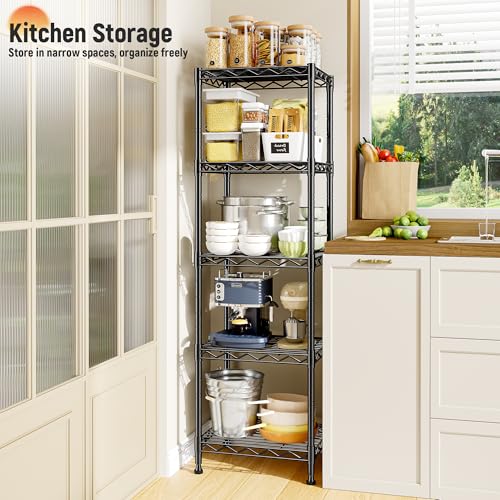 DurayLoly 15.8"W 5-Tier Narrow Wire Shelving, Adjustable shelf, for Kitchen - size: 15.8"W x 11.8"D x 53"H