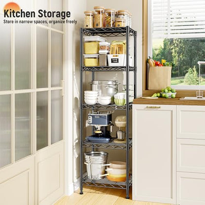 DurayLoly 15.8"W 5-Tier Narrow Wire Shelving, Adjustable shelf, for Kitchen - size: 15.8"W x 11.8"D x 53"H