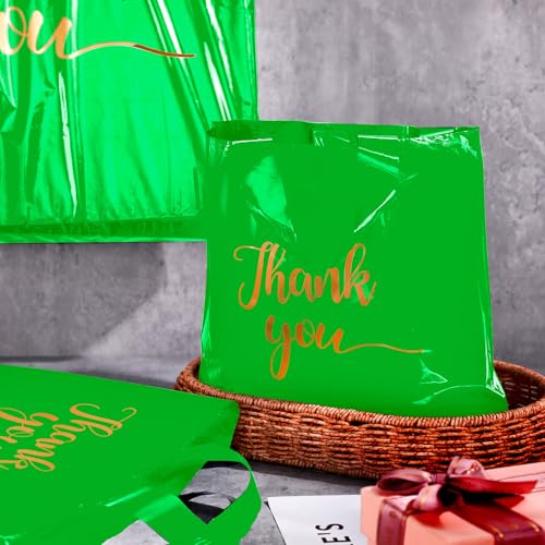 Teling 200 Pcs Thank You Shopping Bags with Handle,Green - color: Green