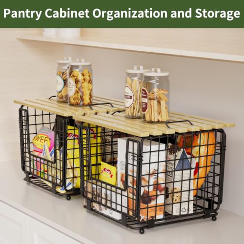2 Pack Stackable Potato Onion Bins, Pantry Organizers and Storage - color: 2pack-black