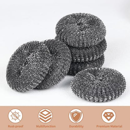 6PCS Steel Wool Scrubber Sponge Set, Barbecue Grill Cleaning Scrubber Pads - size: 6 Pads