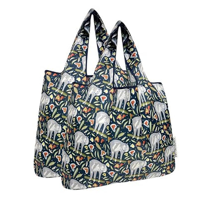 allydrew Medium Foldable Tote Nylon Reusable Grocery Bag (Set of 2) - color: Love Sloths