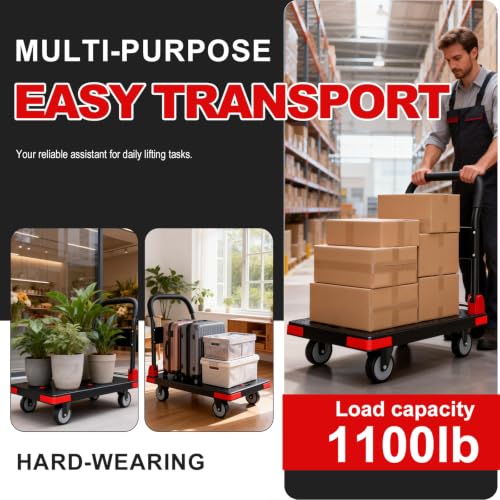 Heavy Duty Foldable Push Cart, 35.4"x23.6" Platform