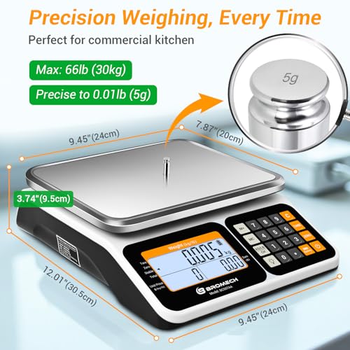 Commercial Scale 66lb/30kg Price Computing Scale for Farmers Market - color: Stainless Steel Scale Pan-Upgrade LCD