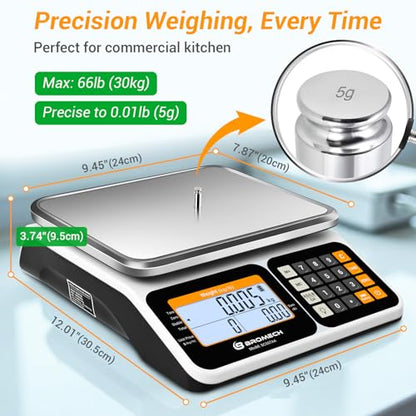 Commercial Scale 66lb/30kg Price Computing Scale for Farmers Market - color: Stainless Steel Scale Pan-Upgrade LCD