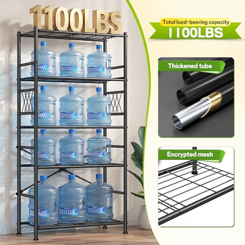 DurayLoly 30"W 5-Tier Heavy Duty Wire Shelving with Hooks, 1100 lbs, Pantry - size: 30" W x 12" D x 72" H (5T)
