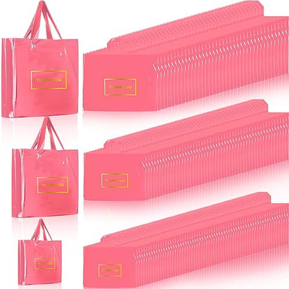 Teling 200 Pcs Thank You Bags with Handle for Business, Pink - color: Pink
