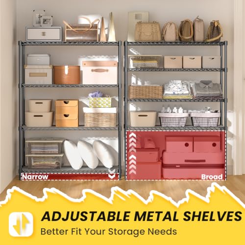 4-Tier Adjustable Storage Shelves 600LBS Heavy Duty Wire Shelving - color: Black, size: 36" W x 14" D x 54" H-4 Tier