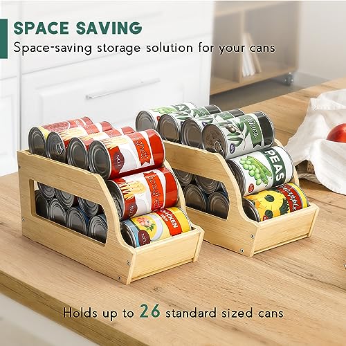 Yumkfoi Bamboo Can Organizers and Storage for Pantry(2 Pack), Stackable - style: For 26 cans in set of two