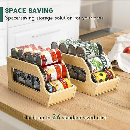 Yumkfoi Bamboo Can Organizers and Storage for Pantry(2 Pack), Stackable - style: For 26 cans in set of two