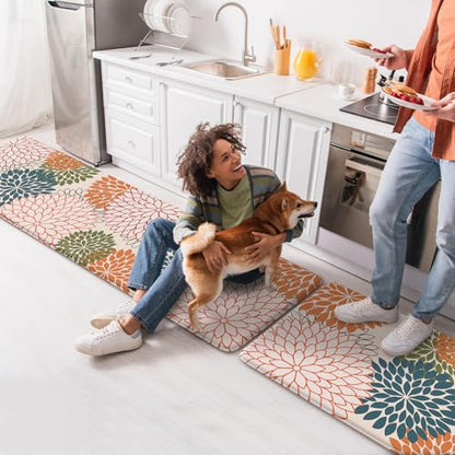 KIMODE Kitchen Rugs and Mats Cushioned Anti Fatigue 2PCS Standing Mat - color: Colorful, size: 17.3" x 59 "+ 17.3" x 29 "--0.47 inches
