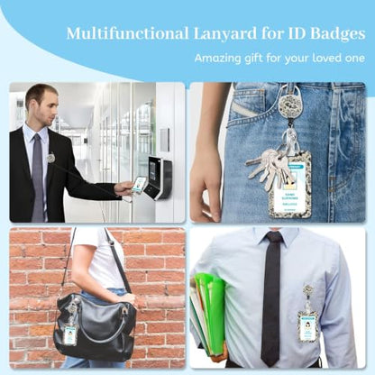 Hancynir Goth Bat Lanyard for ID Badges, Badge Holder Retractable Reel Clip - color: Goth Bat