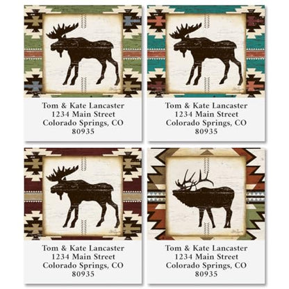 Rustic Lodge Personalized Address Labels - Set of 144 (4 Designs), Self-Adhesive, Large Flat-Sheet Select Labels, By Colorful Images - style: Rustic