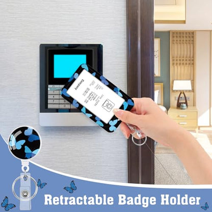 3 Pack Butterfly Badge Holder with Retractable Reel, Vertical Id Case - color: Butterfly