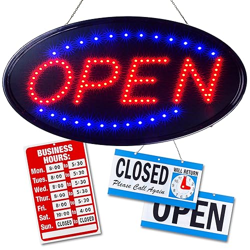 Open Sign for Business, Bright Oval Neon-Style LED Sign