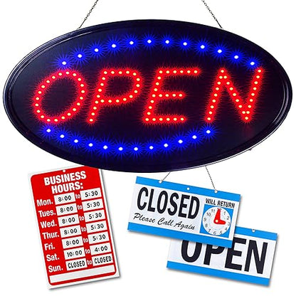 Open Sign for Business, Bright Oval Neon-Style LED Sign