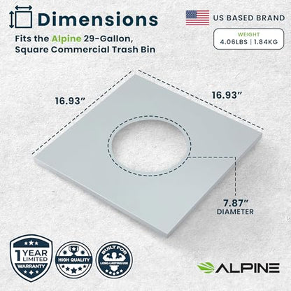 Alpine Circle Lid Industries 29 Gallon Sturdy Steel Cube Recycling Container, Square Opening - 3 Color Cans Available Sold Separately (Lid Circle Opening) - color: Lid Circle Opening