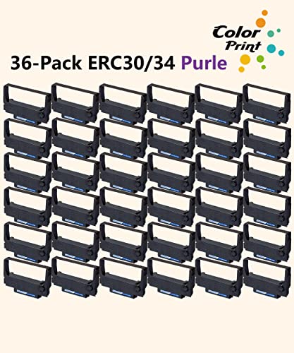 ColorPrint Compatible POS Ribbon ERC-30 ERC 30 34 38 Ribbon for use in Epson M119 M119B M119D M133A M270 M17-JB M52-JB TM-U325 TM-U370 TM-U375 TM-200 TM-260 Printer (36-Pack, Purple)