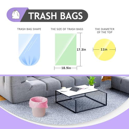 Teivio Small Colorful Clear Trash Bags 3 Gallon 160 Count Garbage Bags