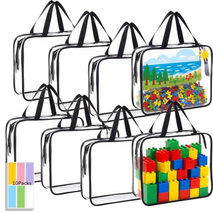8 Pack Clear Toy Storage Bags with Labels, Black - color: Black, size: 8 Packs