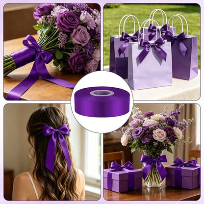 1In 30Yards Dark Purple Satin Ribbon for Gift Wrapping Halloween Mardi Gras - color: Dark Purple, size: 1 inch