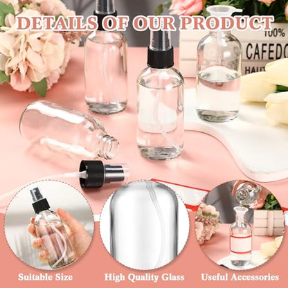 Fumete 2 Pack Glass Spray Bottles 4oz,Clear, Black Top,Mist Bottle - color: Clear, Black Top, style: Mist Bottle
