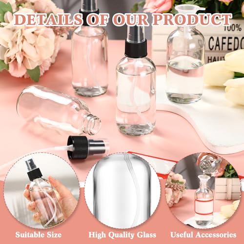 Fumete 2 Pack Glass Spray Bottles 4oz,Clear, Black Top,Mist Bottle - color: Clear, Black Top, style: Mist Bottle