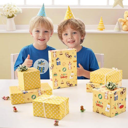 WERNNSAI Dog Wrapping Paper Roll - 33 ft Happy Birthday Puppy Gift Wrap - color: Dog