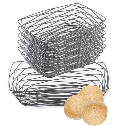 Tablecraft Artisan Rectangular Wire Basket 9 x 6in - Case of 6 | Serving, Bread, Chip, Food, Burger Basket by TableCraft - size: 9.1 by 6.1 Inches