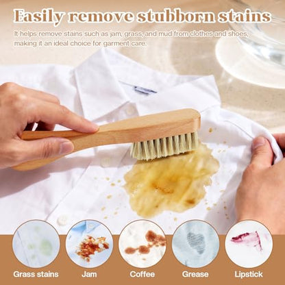 3 Pcs Wooden Laundry Stain Brush Stain Remover Dauber Brushes with Square Head Boar Bristle Small Stain Brush for Clothes for Scrubbing Stains from Furniture Fabric Leather(3 Pcs H) - style: 3 Pcs H