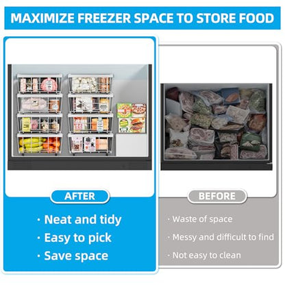 2 Pack Expandable Freezer Organizer Bins, Stackable Chest Freezer Basket - color: White, size: 2 Packs