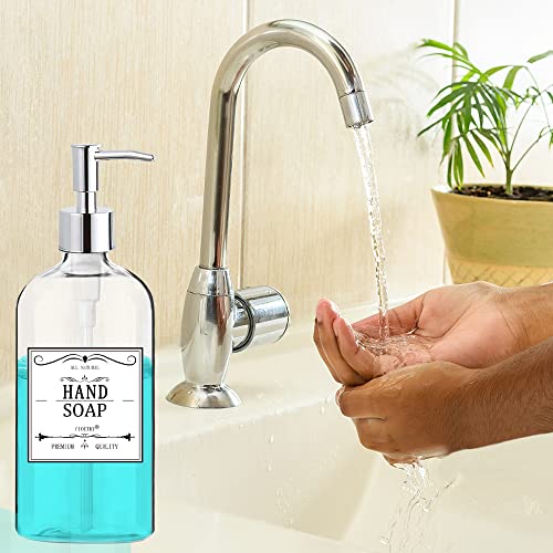 Clear Soap Dispenser with Rust Proof Pump, Waterproof Labels (2 Pack,16 Oz), Plastic Hand Soap Dish Soap Dispenser for Kitchen Bathroom - color: Clear 2 Pack