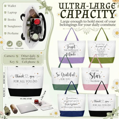 24 Pcs Tote Bags Bulk Appreciation Gifts, Thank You, Muted Colors - color: Muted Colors, style: Thank You