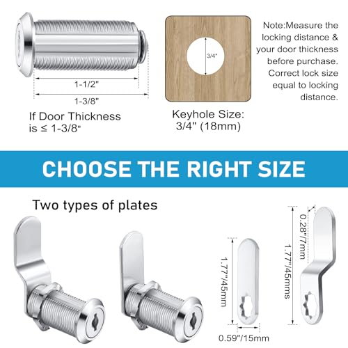 Kenning 24 Sets 1-1/2'' Fits on 1.3'' Max Cabinet Locks with Keys for Secure Drawer Mailbox Rv Storage Box Replacement Lock, Zinc Alloy - size: 1-1/2 Inch