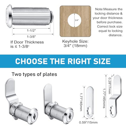 Kenning 24 Sets 1-1/2'' Fits on 1.3'' Max Cabinet Locks with Keys for Secure Drawer Mailbox Rv Storage Box Replacement Lock, Zinc Alloy - size: 1-1/2 Inch
