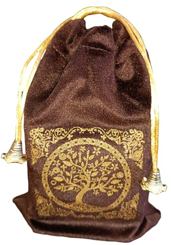 Indian Consigners Soft Velvet Pouch for Tarot, Altar, Rune, Gift, Crystal, jewelry Wrap Bags for Precious, Sacred and Spiritial Items (Brown) - color: Brown