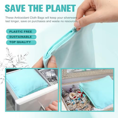 Sanwuta 8 Anti Tarnish Bags,18 x 18 Inch,Lake Blue - color: Lake Blue, size: 18 x 18 Inch