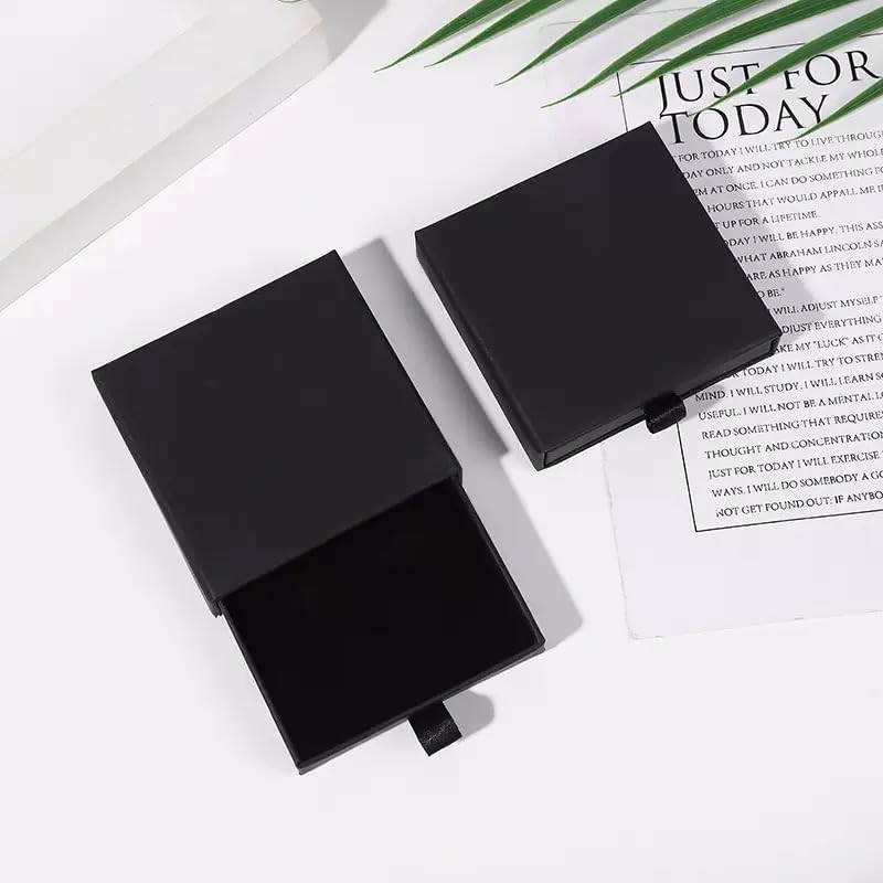 Black Square Kraft Jewelry Gift Box – Biodegradable Cardboard Storage Organizer for Necklace, Bracelet, Earrings – Wedding, Birthday, Christmas Gift Packaging