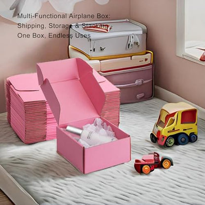 6x6x3 inch Pink Shipping Boxes for Small Business- Set of 25 - color: Pink, size: 6x6x3