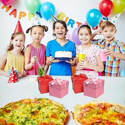 Gift Box with Lid for present, 12pcs,Collapsible,6"×6"×6" - color: Pink & Red, size: 6 x 6 x 6 Inch