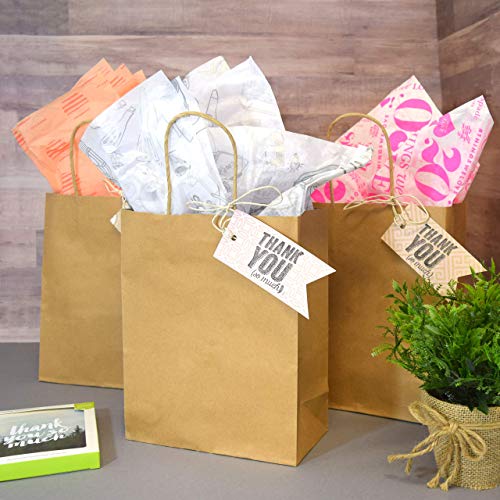 Prime Line Packaging Kraft Shopping Bags with Handles, 8x4x10 Inch, 50 Pack - size: 8x4x10 Inch