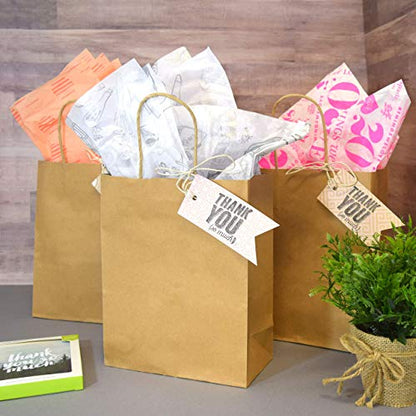 Prime Line Packaging Kraft Shopping Bags with Handles, 8x4x10 Inch, 50 Pack - size: 8x4x10 Inch