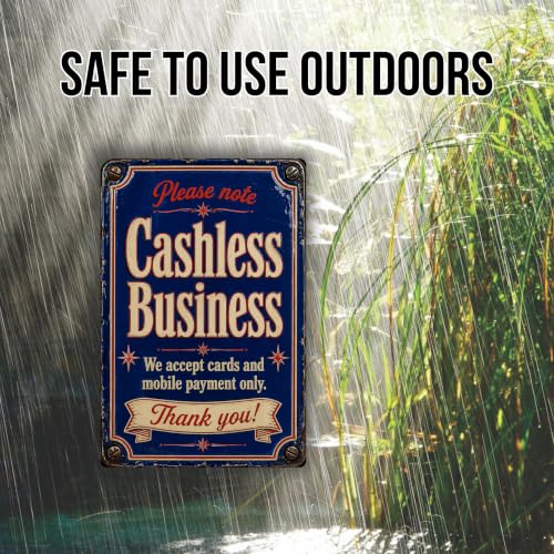 Cashless Business Vintage Enamel Business Sign - style: Cashless Business