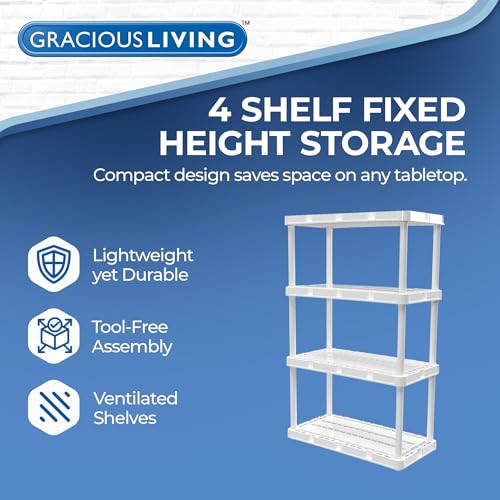 Gracious Living Knect-A-Shelf 4-Shelf Plastic Storage Unit & Rack, White - color: 4 Shelf - White, size: 1 Pack