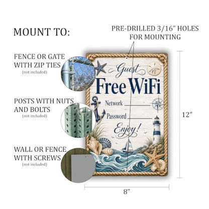 Free WiFi Coastal Business Sign - style: Free WiFi