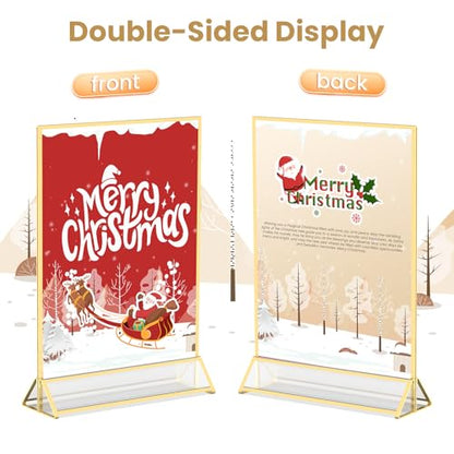 Acrylic Sign Holder 8.5X11 Gold Frames Double-Sided Picture Frame