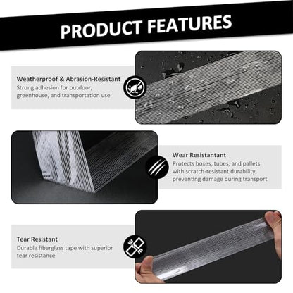 Transparent Fiberglass Tape 2" x 30Yd 5.5 Mil Filament Strapping Tape