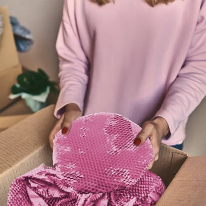 Honeycomb Packing Paper,11.5" x 164' Honeycomb Cushioning Wrap Roll Honeycomb Packing Paper Wrap,Eco-friendly Packaging Paper Kraft Paper Bubble Paper Shipping Moving Wrap Paper (Pink) - color: Pink