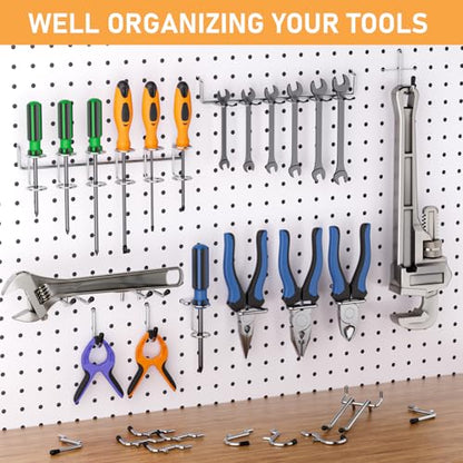 INCLY 176PCS Pegboard Hooks with Peg Locks, 1/4" Heavy Duty Metal - color: Silver