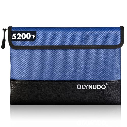 Small Fireproof Money Pouch for Cash with Zipper Bank Bag - color: Blue, size: Medium